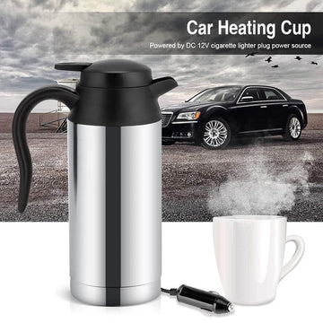 Car Electric Kettle, 12V 750ml Stainless Steel Travel Kettle Thermoses for Heating Water Coffee Milk Tea & More - Imported from UK